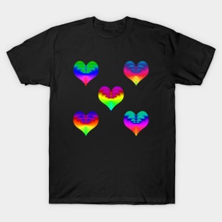 Rainbow Gradient Hearts Sticker or Magnet Pack T-Shirt